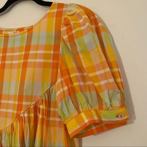 Urban Outfitters Orange Plaid Babydoll Dress - Picture 5 of 12